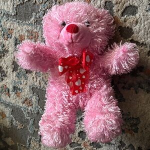 Pink Teddy Bear with Red Bow